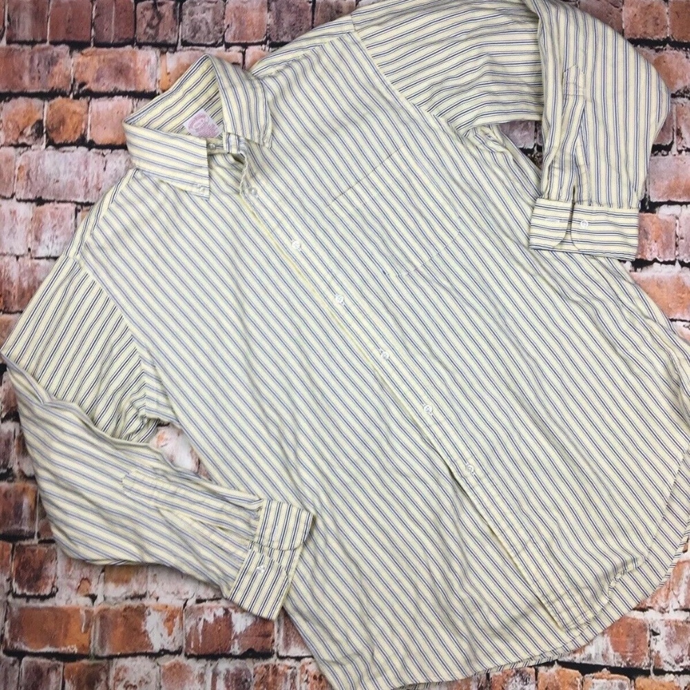 Brooks Brothers Yellow & Blue Striped Button Front